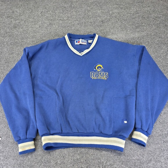 Russell Athletic Other - Vintage Russel Athletics Thermal LA Rams Crewneck Size Med Blue Distress Pockets